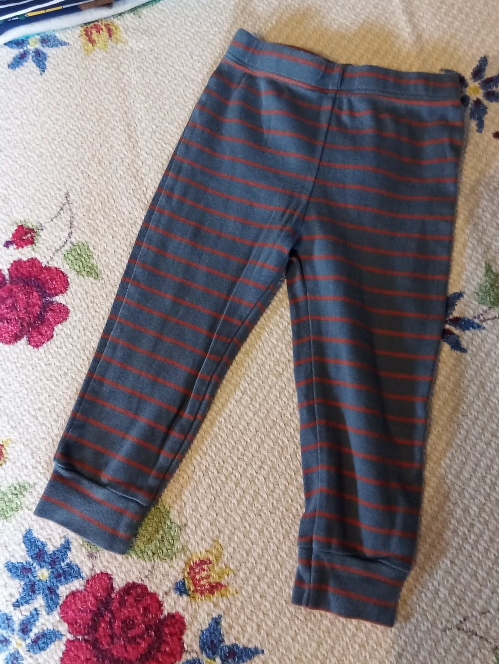 Striped Gray and Orange Kids Leggings